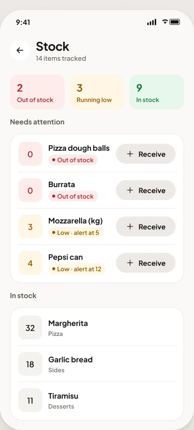 Stock: Receive, count and write off